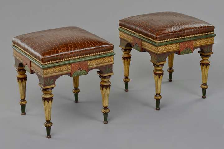 A set of four or two pairs of  Neopompeian lacca stools